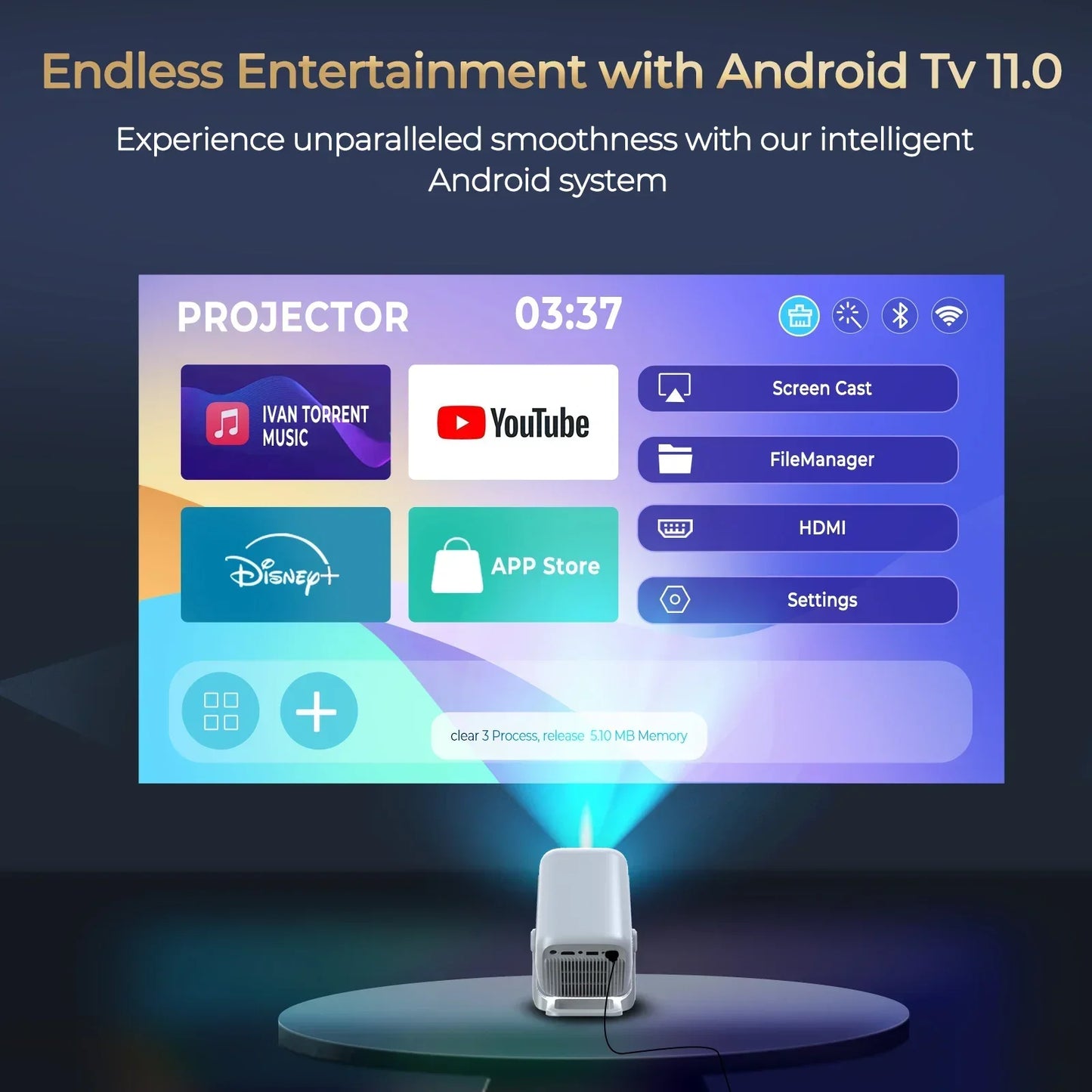 LynCast 4K X3AQ Projector 500ANSI Native 1080P Auto Focus Android 11 BT5.4 WIFI6 Portable Home Theater