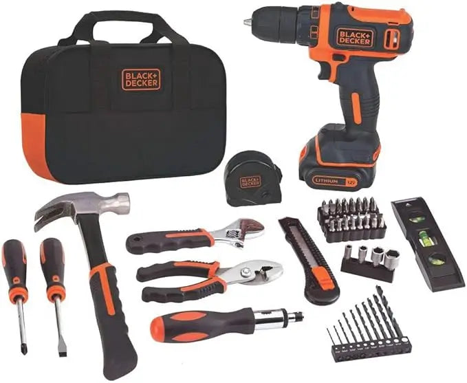 BLACK+DECKER 12V MAX Drill Set with 60-Piece Home Tool Kit