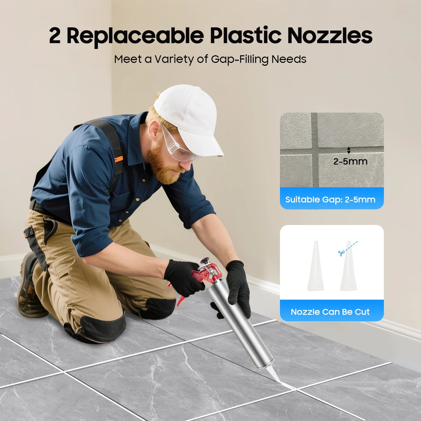 Portable Cement Wall Sewing Gun Stainless steel Hand Caulking Gun Mortar Applicator Sprayer Grout for Joint Filling