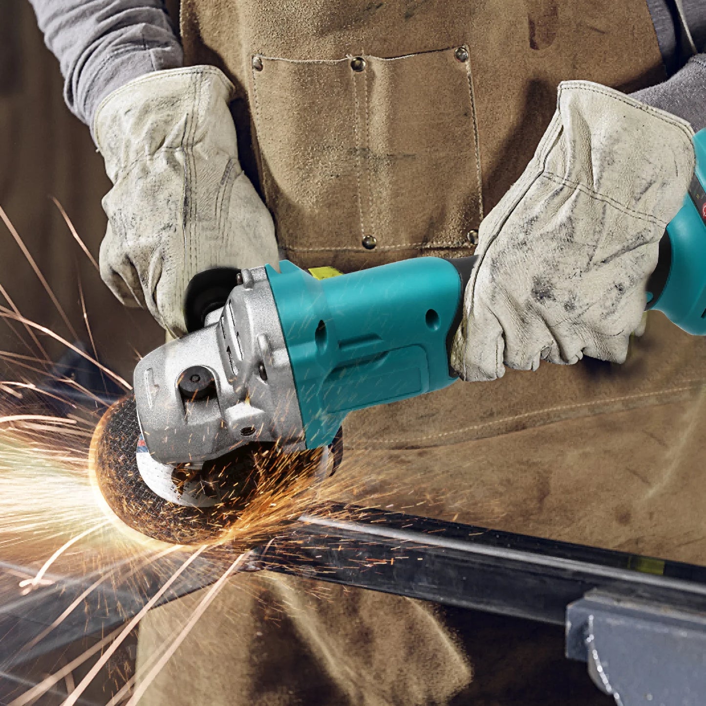 Cordless Angle Grinder Kit Brushless 2x21V-1300mAh Batteries Charger 2 Grinding Wheels 10 Cutting Discs for Cutting Polishing