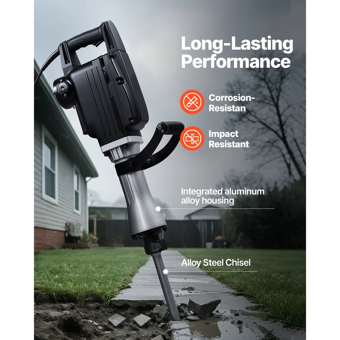 SucceBuy Demolition Jack Hammer 2800 W Powerful Electric Jackhammer 1200 BPM Concrete Breaker with Carrying Case Gloves