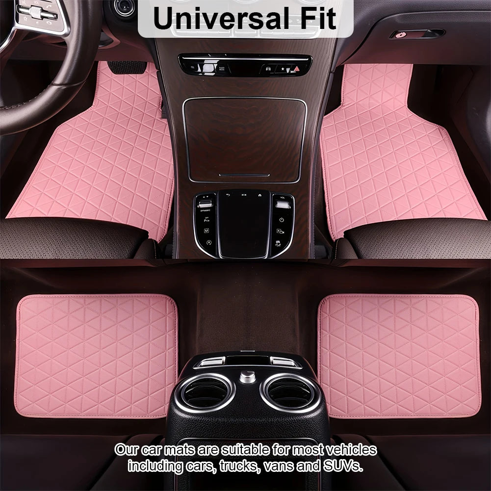 4Pcs Auto Foot Pad Non Slip Car Front Rear Mats Set Waterproof Universal Auto Carpet Car Interior Accessories