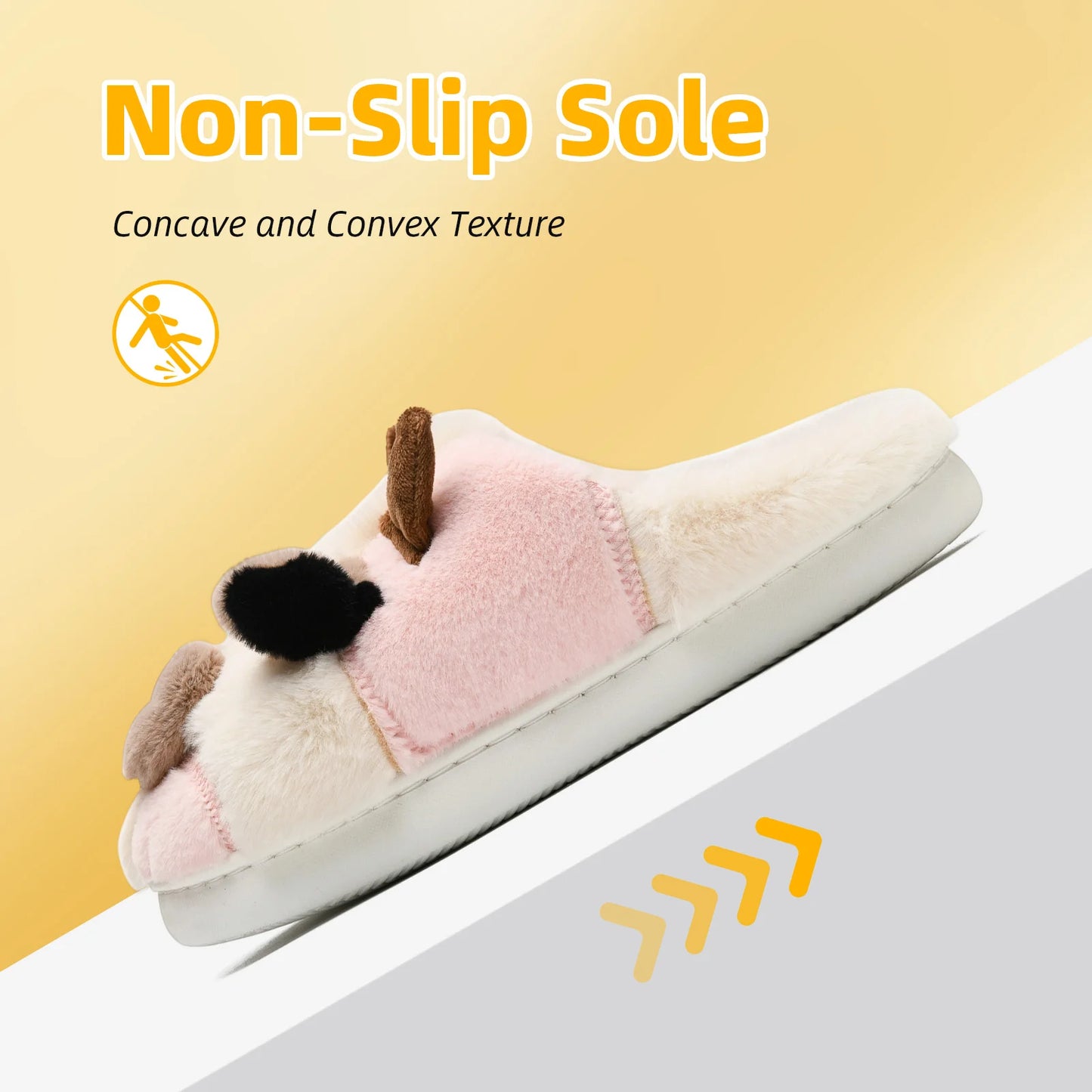 Fuzzy Cow Slippers for Women & Men, Couple's Warm Cartoon Cow Animals Slippers, Winter Cozy Fluffy Plush Slip On House Slippers