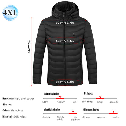 Heating Jackets Smart Thermostat Pure Color Hooded Heated Clothing Women Sportswear Heated Coat USB Heating Jacket For Camping