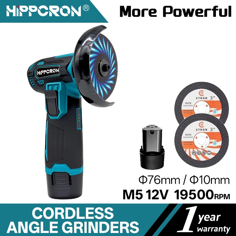 Hippcron Angle Grinder 12v For Cutting Diamond Cordless Power Tools Rechargeable Grinding Tool Polishing Grinding Machine