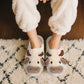 Fuzzy Cow Slippers for Women & Men, Couple's Warm Cartoon Cow Animals Slippers, Winter Cozy Fluffy Plush Slip On House Slippers