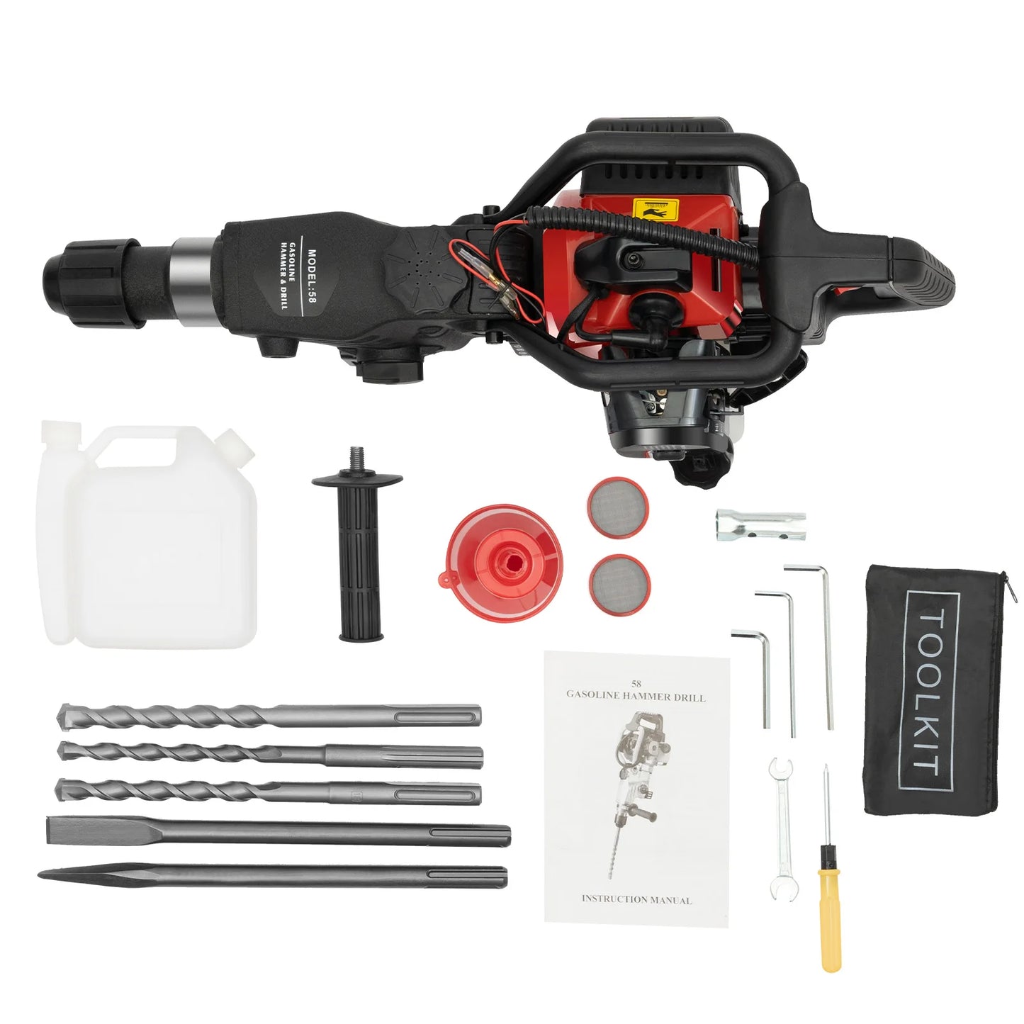 3-in-1 Multi-purpose Gasoline Hammer, Handheld Gasoline Impact Drill, Crushing and Demolition Pick, Concrete Destruction Tool