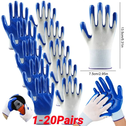 1-20Pairs Nitrile Gloves Safety Industrial Labor Work Gloves Wear-resistant Working Protective Gloves for Hands Protection