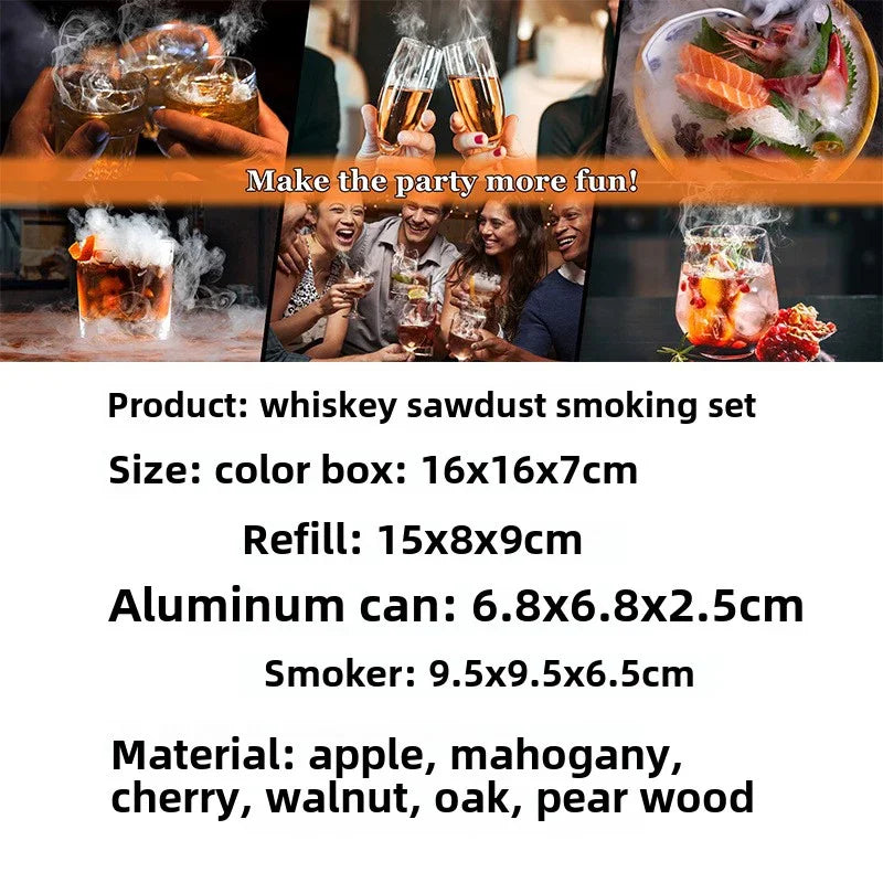 Premium Whiskey Cocktail Smoker Kit with 6 Wood Chips & Metal filters,Fast Oxidation Aerator Bar Tool Set for Home/Luxury Gifts