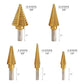 Step Drill Bit Set 5-Piece Titanium-Coated High Speed Steel with Automatic Center Punch for Drilling Sheet Metal Step Drill Bit