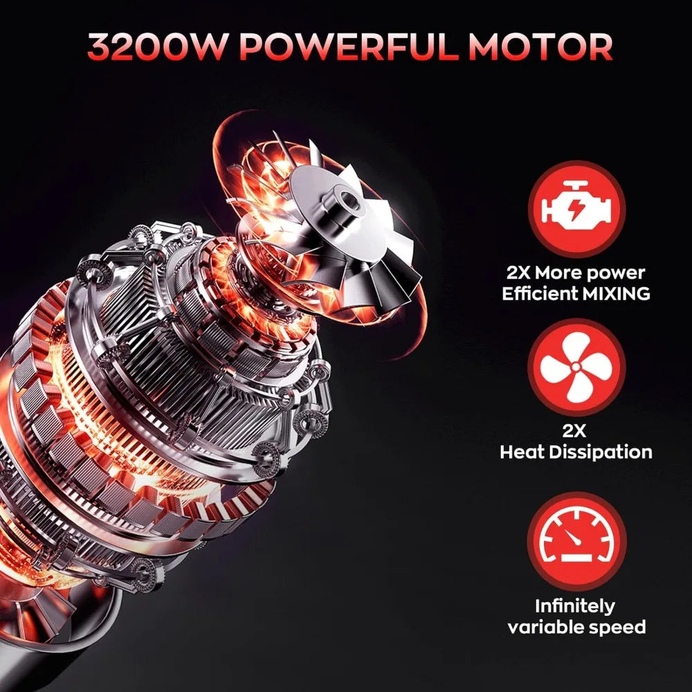 Drill Mixer, 3200W 20A Concrete Mixer for Drill, 110V Corded Variable Speeds Cement Mixer, Mixing Drill for Mud, Mortar, Paint