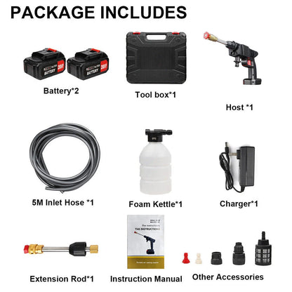 Cordless Electric High Pressure Water Spray Gun Portable Car Washer Self Priming Auto Home Garden Cleaning Tool Accessories