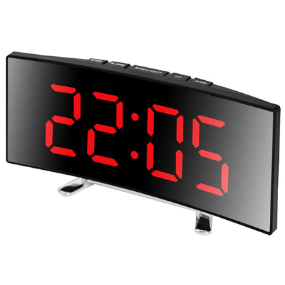 Creative LED Curved Screen Mirror Alarm Clock Large Display Bedside Table Digital Clock for Home Office Dormitory