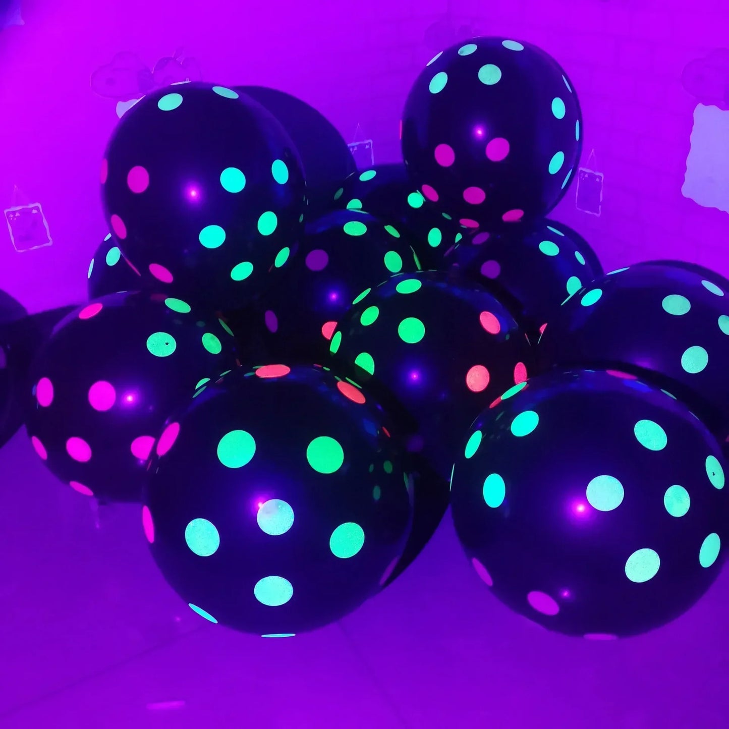 Happy Birthday Neon Glow Balloons Glow in Blacklight Fluorescent Balloons for Neon Birthday Glow 80s 90s Theme Party Decor
