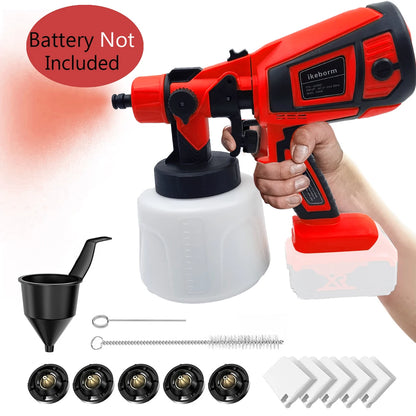 Cordless Paint Sprayer Compatible with Miwaukee Battery, 1000ML Electric Spray Gun With 5 Nozzles,  for Home Furniture, DIY