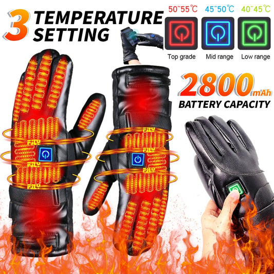 Rechargeable Heated Gloves 3 Temperature Levels Heating Gloves Battery Powered Heating Gloves for Outdoor Motorcycle Ski Cycling