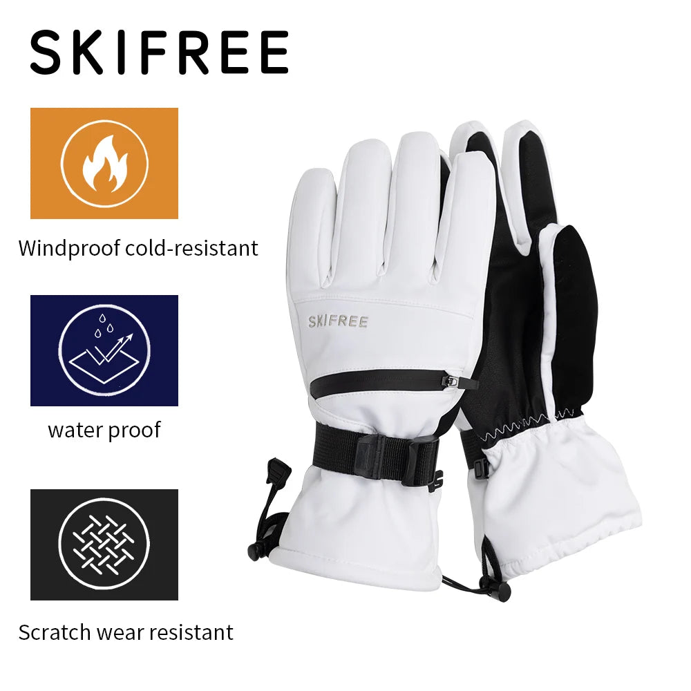 SKIFREE S4 Waterproof Warm Ski Gloves - Touchscreen, Windproof, Thermal Insulated, Durable PU, Card Holder