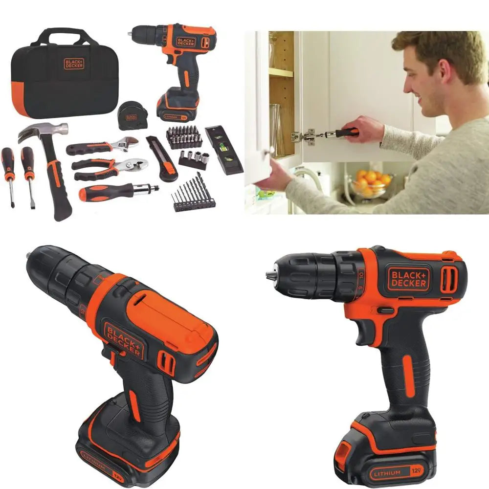 BLACK+DECKER 12V MAX Drill Set with 60-Piece Home Tool Kit