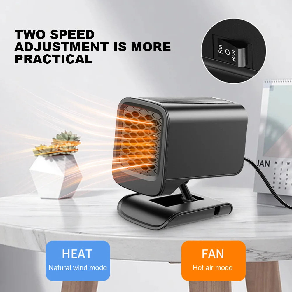 12/24V Portable Car Heater 120W 360 Rotating Windscreen Defroster Demister Defogging Defrosting Heating Fan Car Anti-Fog Heater