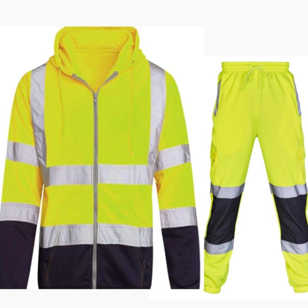 Men's reflective workwear, high-energy visible safety suit set, factory, environmental sanitation labor protection suit