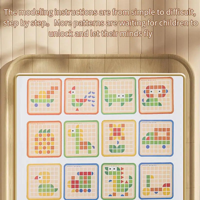 Shape Puzzle Pattern Blocks Educational Mosaic Shape Jigsaw Blocks Board Game Mosaic Color Shapes Puzzles Toys For Over 3 Years