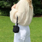 Women s Cozy Knit Sweater Long Puff Sleeve Open Front Solid Color Cardigan Winter Jacket with Faux Fur Trim
