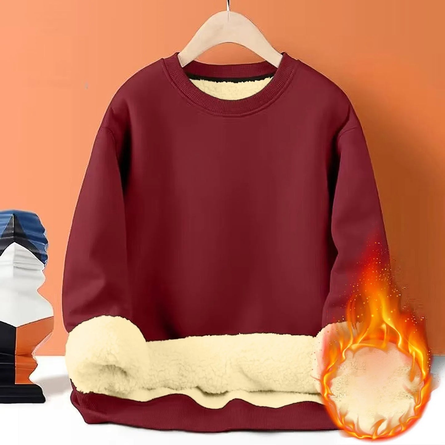 Sweatshirts For Men Long Sleeve Fleece Casual Fuzzy Crewneck Pullover Warm Winter Camisas De Hombre Men'S Shirt Polos Para Hombr