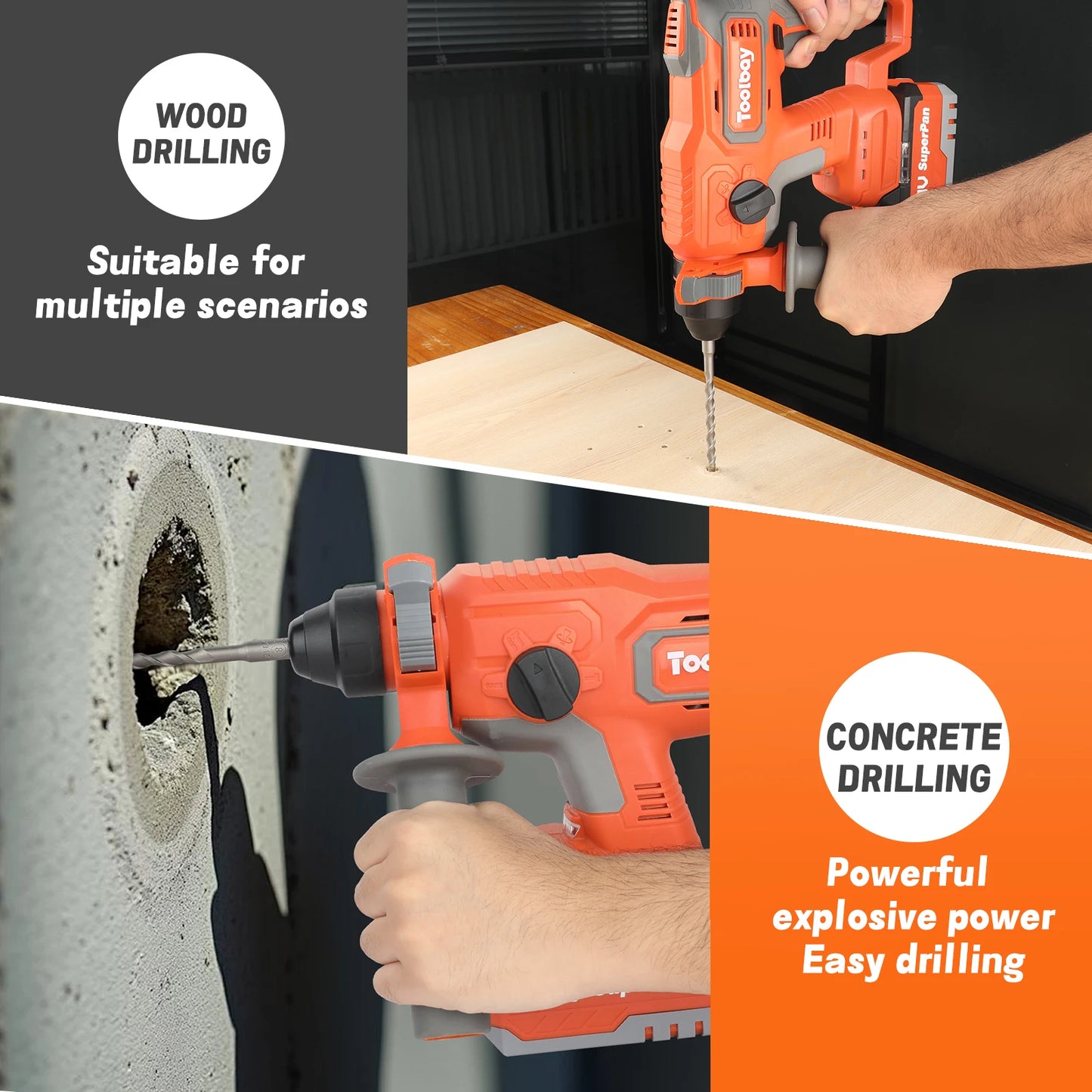 Superpan cordless rotary hammer Impact drill Portable 20V Tool Set with Battery for Electric Drill