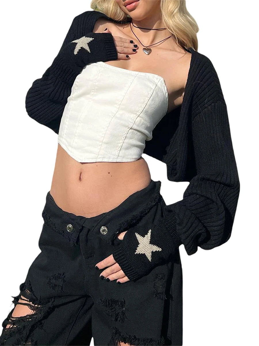 Women Fashion Wild Knitted Shrugs Solid Color Long Sleeve Open Front Sweater Coat Spring Fall Casual Cardigan