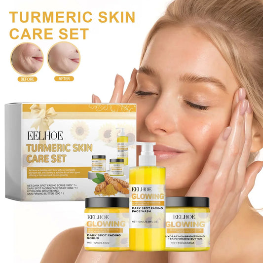 Turmeric Face Skin Care Set Temeric Cream Cleaning Face Wash Oil Control Nourishing Skin Exfolianting Cream Face Purifying Cream