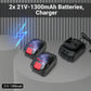 Cordless Angle Grinder Kit Brushless 2x21V-1300mAh Batteries Charger 2 Grinding Wheels 10 Cutting Discs for Cutting Polishing