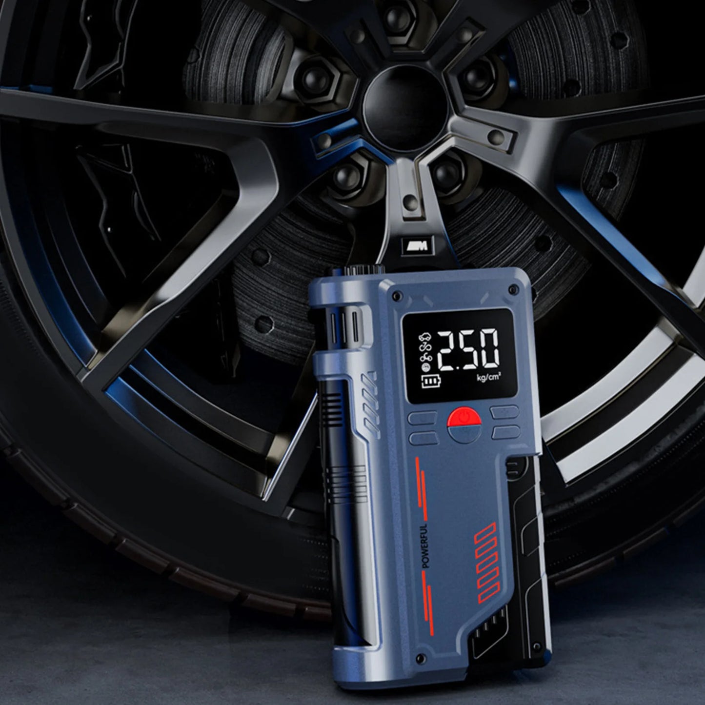 Car Battery Jump Starter with Air Compressor USB Charging Enhanced Safety Jump Starter Electric Pump Digital Display for Bike