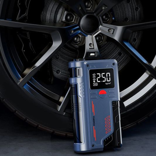Car Battery Jump Starter with Air Compressor USB Charging Enhanced Safety Jump Starter Electric Pump Digital Display for Bike