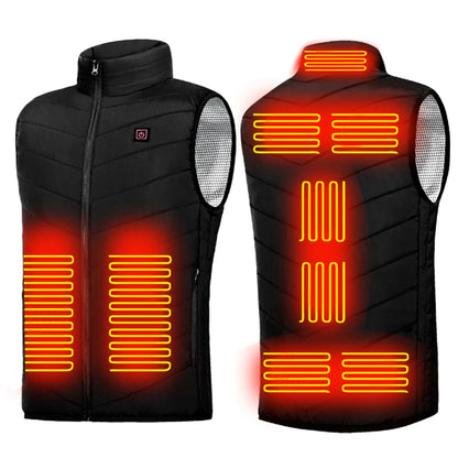 Intelligent Heated Vest Men Women USB Electric Thermal Warm Clothes 9 Areas Zone for Outdoor Hunting for Sports Hiking Oversized