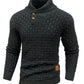 Men’s Knitted Sweater Casual Crew Neck Warm Long Sleeve Comfortable Pullover Textured Ribbed Edge High Quality Top US Size