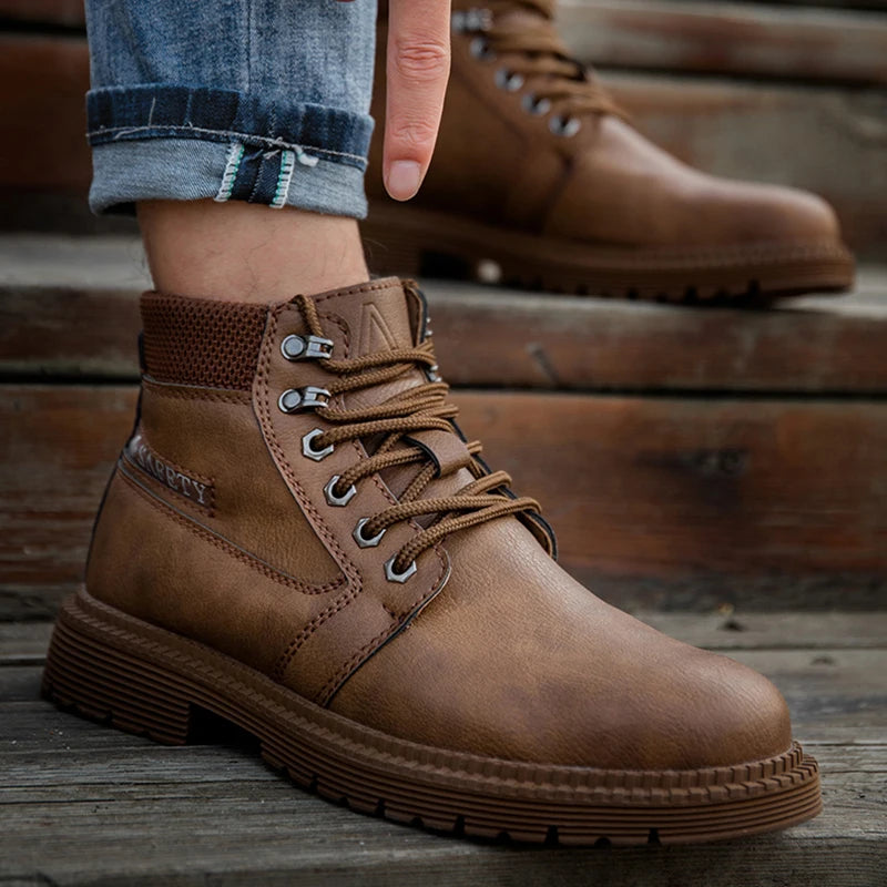 Leather Men Work Safety Shoes Anti-smashing Steel Toe Cap Working Boots Construction Indestructible Work Sneakers Men Shoes