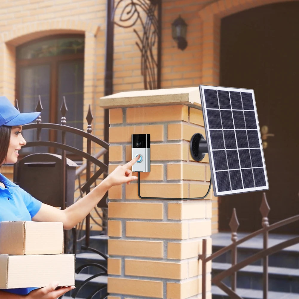 6-3W Solar Panel for Ring Doorbell IP65 Waterproof Solar Charger 360° Adjustable Wall Mount for Ring Video Doorbell 4 3 3 Plus 2