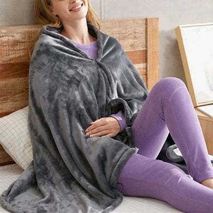 USB Electric Heated Blanket 3 Heating Levels Fleece Heated Blanket Wearable Heating Lap Blanket Quickly Heated Cape Pad