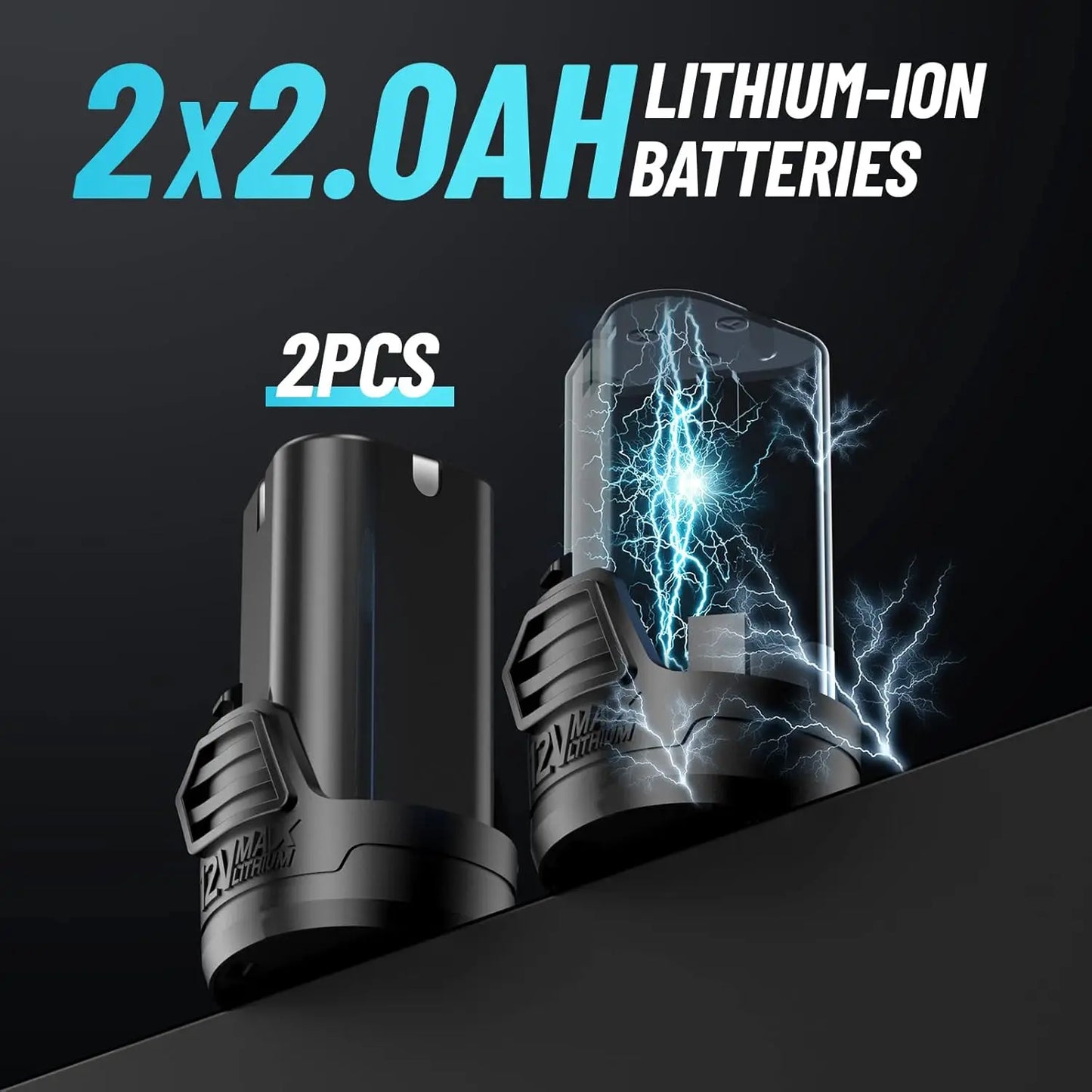 Seesii RT400B 3/8" Long Neck Ratchet Wrench 40Ft-lbs 6" Extended Cordless Ratchet Wrench 220RPM 2x2.0Ah Batteries Variable Speed