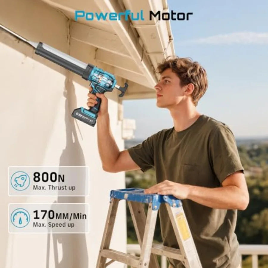 SEESII Cordless Caulking Gun 21V Battery Powered Caulk Gun for Home Repair and Construction Projects Electric Caulking Gun with
