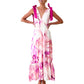 Elegant Floral Print Sleeveless V Neck Maxi Dress with Open Back and Spaghetti Straps for Women s Summer Fashion