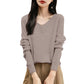 Women'S Fashion Flat-Knit V-Neck Pullover Sweater Solid Color Long-Sleeve Top Pulls Femmes Woman Clothes Sweater For Woman