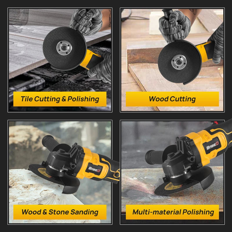 BABEQ 125MM Brushless Angle Grinder Cordless Grinder 3-Speed Metal Wood Cutting Polishing Power Tool for Makita 18V Battery Pin