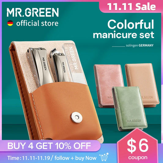 MR.GREEN Manicure Set Surgical Grade Scissors Stainless Nail Clippers Tool Pedicure Set Home Portable Travel Kit Nail Scissor