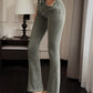 High Waist Plus Size Grey Denim Pants Stretch Fit Jeans for Full Figured Women Body Sculpting Flare Cut Clothing