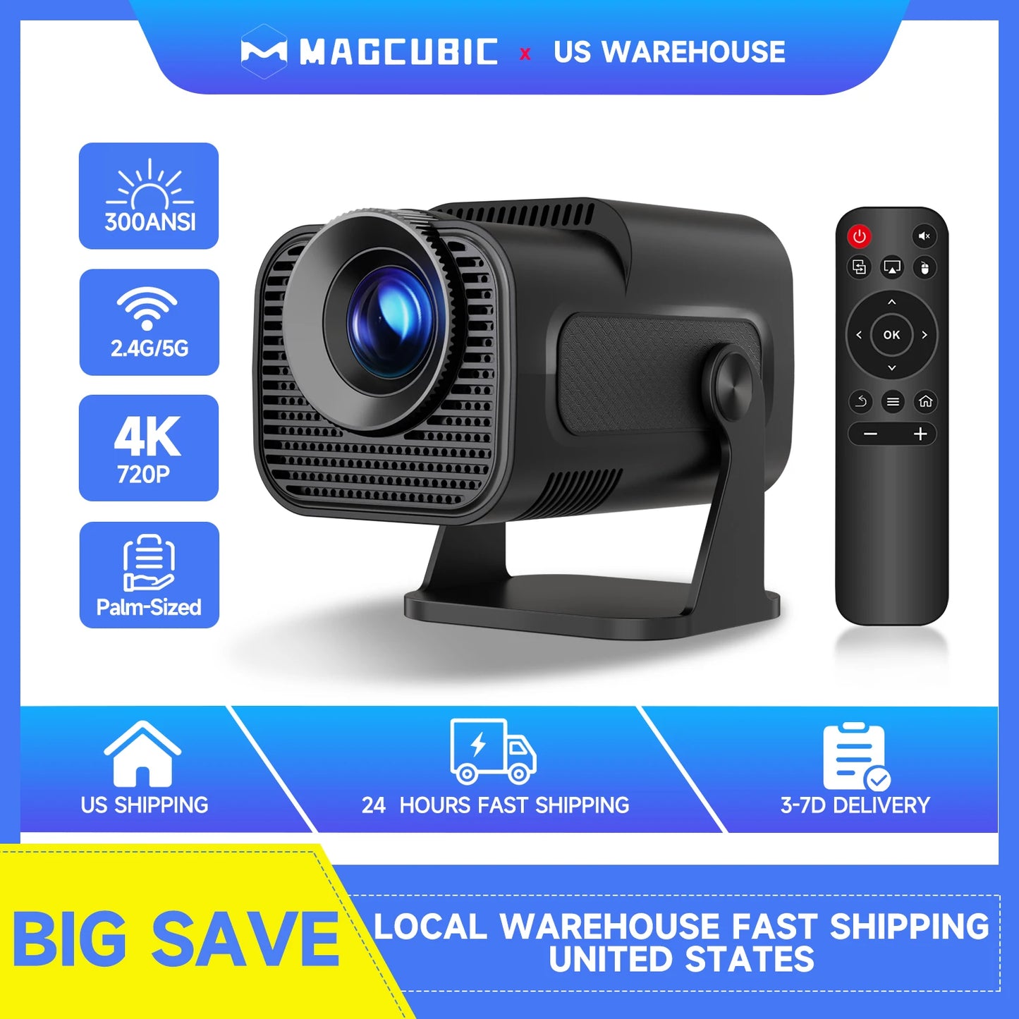 Magcubic HY320 Mini Native 720P Android 11 4K Projector 300ANSI Wifi6 BT5.0 Cinema Outdoor Portable 180° Rotable Projector
