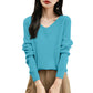 Women'S Fashion Flat-Knit V-Neck Pullover Sweater Solid Color Long-Sleeve Top Pulls Femmes Woman Clothes Sweater For Woman