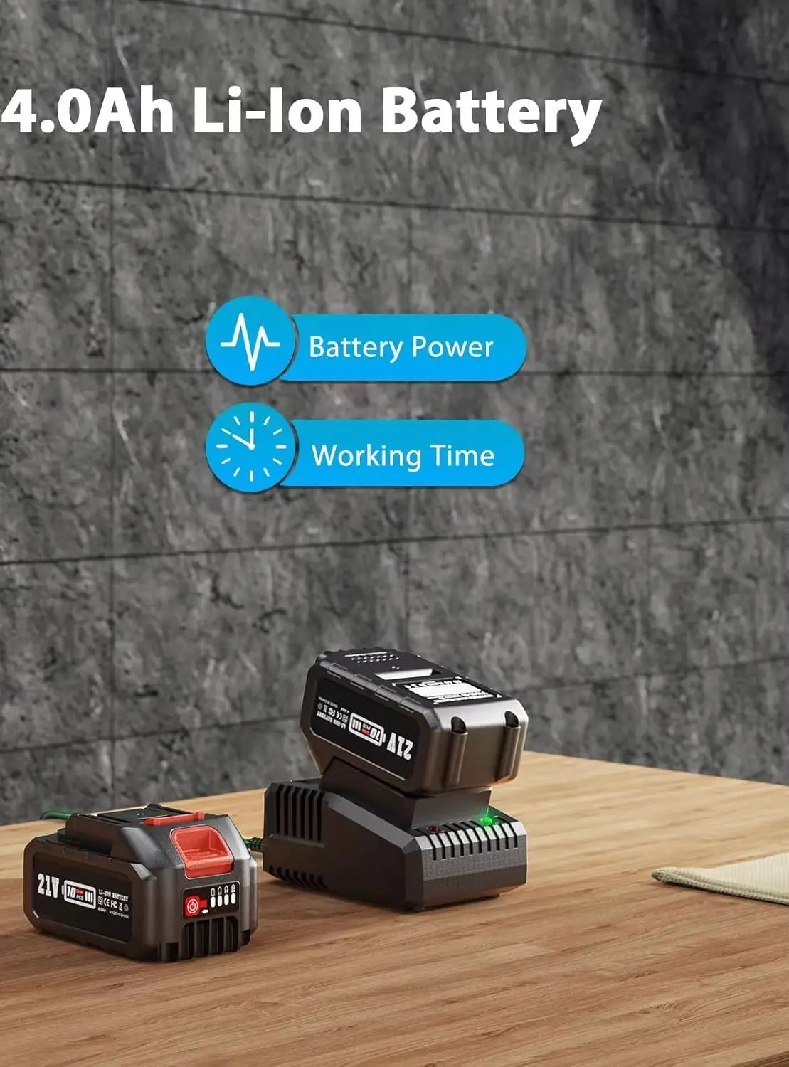 21V Cordless Brushless Angle Grinder, 9000 RPM with 4.0Ah Battery & 4-1/2'' Discs for Metal Cutting, Grinding, Sanding