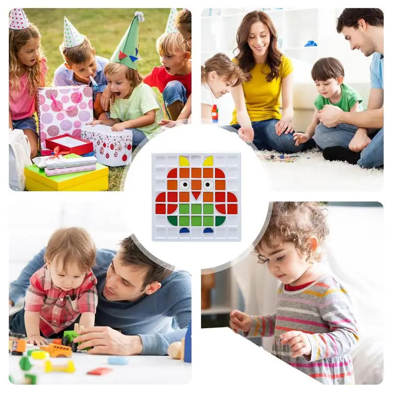 Shape Puzzle Pattern Blocks Educational Mosaic Shape Jigsaw Blocks Board Game Mosaic Color Shapes Puzzles Toys For Over 3 Years