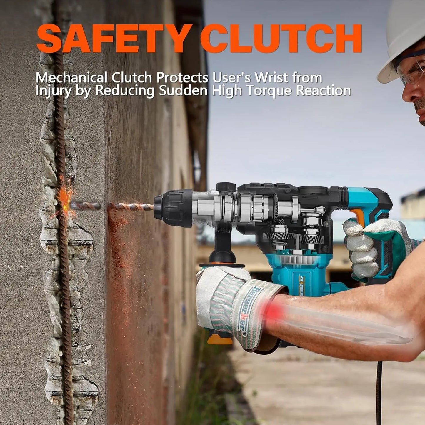 1-1/4" SDS-Plus Rotary Hammer Drill with Vibration Control,Safety Clutch,12.5 Amp 4 Functions Corded Rotomartillo for Concrete-I